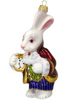 Елочная игрушка из стекла Белый Кролик