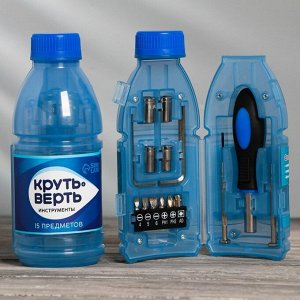 Набор инструментов в бутылке «Круть Верть», универсальный, 15 предметов