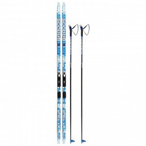 Комплект лыжный: пластиковые лыжи 195 см без насечек, стеклопластиковые палки 155 см, крепления NNN «БРЕНД ЦСТ»