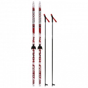 Комплект лыжный: пластиковые лыжи 185 см с насечкой, стеклопластиковые палки 145 см, крепления NN75 мм «БРЕНД ЦСТ Step»