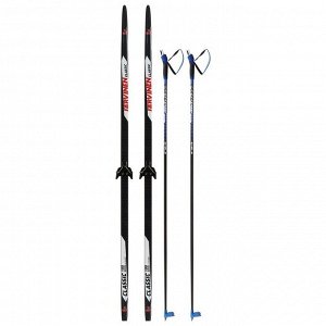 Комплект лыжный: пластиковые лыжи 190 см без насечек, стеклопластиковые палки 150 см, крепления NN75 мм «БРЕНД ЦСТ», цвета микс