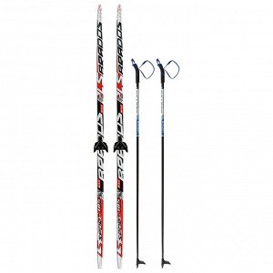 Комплект лыжный: пластиковые лыжи 185 см без насечек, стеклопластиковые палки 145 см, крепления NN75 мм «БРЕНД ЦСТ», цвета микс