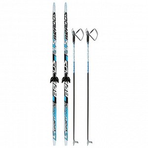 Комплект лыжный: пластиковые лыжи 170 см без насечек, стеклопластиковые палки 130 см, крепления NN75 мм «БРЕНД ЦСТ», цвета микс