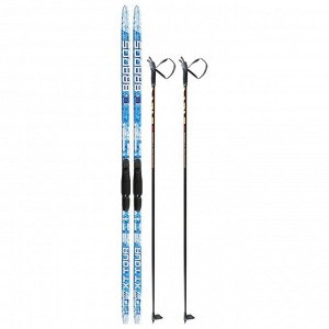 Комплект лыжный: пластиковые лыжи 190 см без насечек, стеклопластиковые палки 150 см, крепления SNS «БРЕНД ЦСТ»