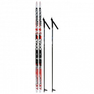 Комплект лыжный: пластиковые лыжи 160 см без насечек, стеклопластиковые палки 120 см, крепления NNN «БРЕНД ЦСТ», цвета микс