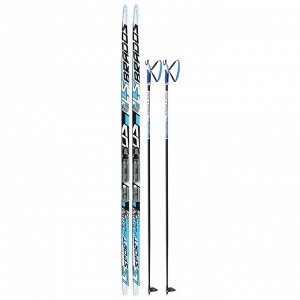 Комплект лыжный: пластиковые лыжи 170 см без насечек, стеклопластиковые палки 130 см, крепления NNN «БРЕНД ЦСТ», цвета микс