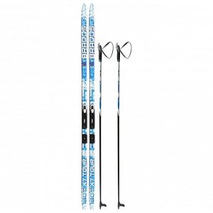 Комплект лыжный: пластиковые лыжи 180 см без насечек, стеклопластиковые палки 140 см, крепления NNN «БРЕНД ЦСТ», цвета микс