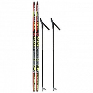 Комплект лыжный: пластиковые лыжи 150 см без насечек, стеклопластиковые палки 110 см, крепления NNN «БРЕНД ЦСТ», цвета микс