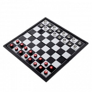 Настольная игра "Шашки, шахматы", 2 в 1, в ПАКЕТЕ