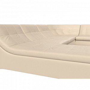 П-образный модульный диван «Холидей», механизм дельфин, экокожа, цвет бежевый