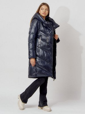 MTFORCE Пальто утепленное с капюшоном зимнее женское  темно-синего цвета 442185TS