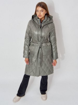 MTFORCE Пальто утепленное стеганое зимнее женское  цвета хаки 448602Kh
