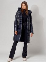 MTFORCE Пальто утепленное с капюшоном зимние женское  темно-синего цвета 442116TS