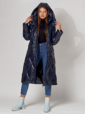 MTFORCE Пальто утепленное стеганое зимнее женское  темно-синего цвета 448601TS