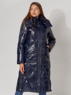 MTFORCE Пальто утепленное стеганое зимнее женское  темно-синего цвета 448601TS