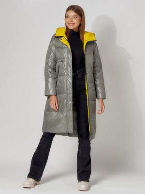 MTFORCE Пальто утепленное стеганое зимние женское  цвета хаки 448613Kh