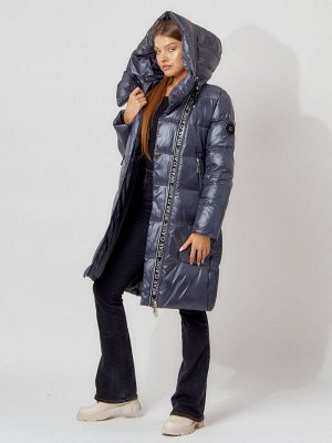 MTFORCE Пальто утепленное с капюшоном зимнее женское  темно-серого цвета 442185TC