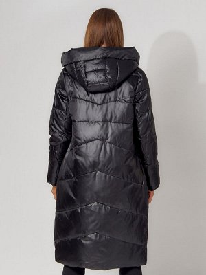 Пальто утепленное зимнее женское  черного цвета 442152Ch