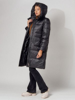 MTFORCE Пальто утепленное с капюшоном зимнее женское  черного цвета 442186Ch