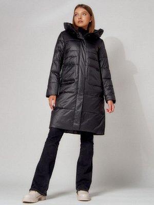 MTFORCE Пальто утепленное с капюшоном зимнее женское  черного цвета 442186Ch