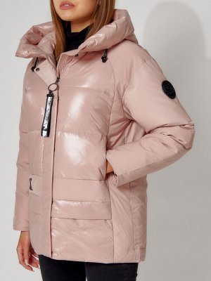Полупальто утепленное зимнее женское розового цвета 442182R