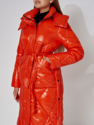 MTFORCE Пальто утепленное стеганое зимнее женское  оранжевого цвета 448601O