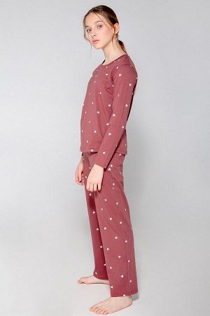КБ 2794/шоколадный десерт,сердечки пижама для девочки (джемпер, брюки)