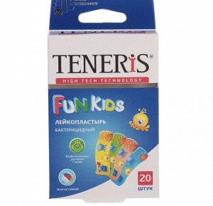 Лейкопластырь бактерицидный Teneris "Fun Kids" с ионами серебра на полимерной основе. 20 шт