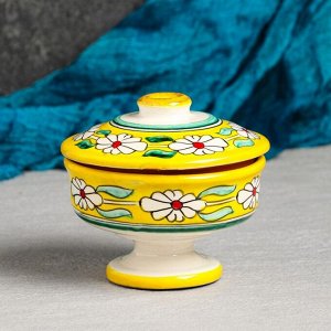 Сахарница Риштанская Керамика "Узоры", 250 мл, желтая