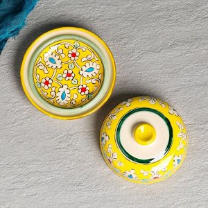 Масленка Риштанская Керамика "Узоры", 13 см, желтая 9093595