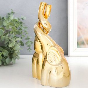 Сувенир керамика "Два слона, хоботы сплетены" золото набор 2 шт 20х12х7 см