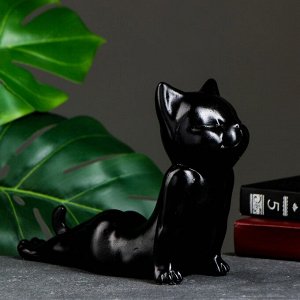 Фигура "Кот мордой вверх" черный, 17см