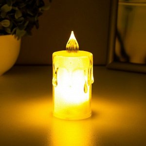 Ночник "Морозная свеча" LED от батареек 3ХAG13 белый 3,5Х3,5Х8 см