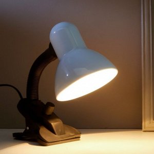 Лампа настольная Е27, с выкл. на зажиме (220В) белая 26х13х11