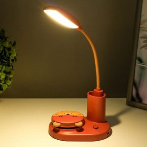 Настольная лампа "Мишка" LED 3Вт USB АКБ красный 12х8х31,5 см