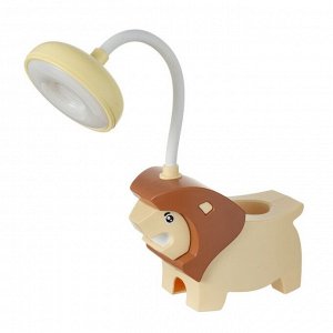 Настольная лампа "Львёнок" LED USB АКБ желто-шоколадный 7,5х13х29 см RISALUX