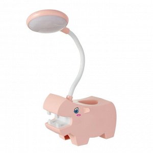 Настольная лампа "Бегемотик" LED USB АКБ розовый 7,5х13х29 см RISALUX