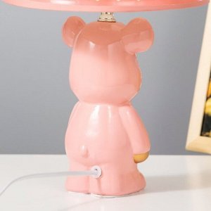 Настольная лампа "Мишка с сердцем" Е14 40Вт розовый 20х20х34 см