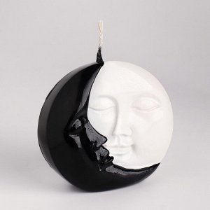 Свеча фигурная "Солнце и луна", 6х1,5 см, бело-черная