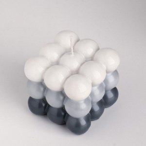 Свеча фигурная "Бабл куб", 6 см, бело-серая