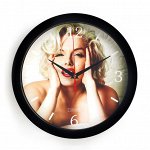 Часы настенные, серия: Люди, &quot;Мерлин Монро&quot;, плавный ход, d=28 см, черные