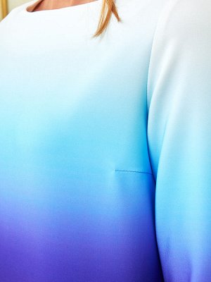 Платье Цвет:  белый/фиолетовый/т.синий; Застежка на тесьму-молния Длина по спинке  88,0; Состав: 55% вискоза 40% полиамид 5% эластан; Обратите внимание, что указан итальянский размер! Элегантное плать