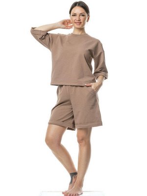 Женский костюм "Капучино" (футболка + шорты). Цвет какао