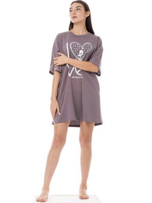 Туника-футболка женская оверсайз "Love". Цвет теплый серый