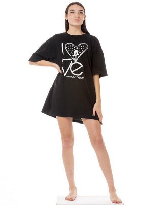 Туника-футболка женская оверсайз "Love". Цвет черный