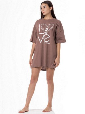 Туника-футболка женская оверсайз "Love". Цвет какао
