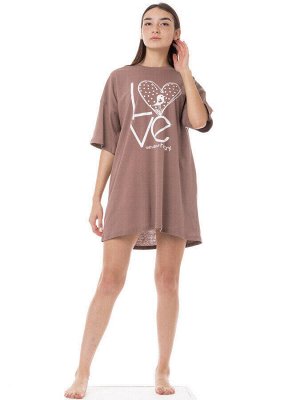 Туника-футболка женская оверсайз "Love". Цвет какао