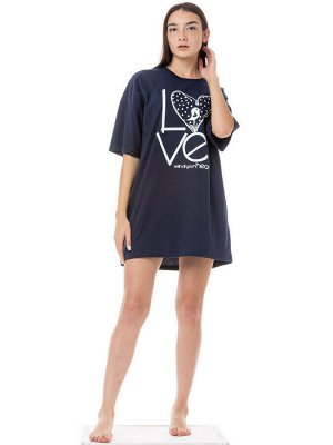 Туника-футболка женская оверсайз "Love". Цвет темно-синий
