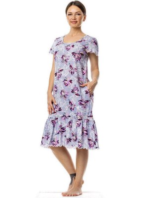 Платье с воланом "Водяные лилии". Цвет водяные лилии