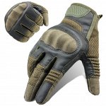 Тактические перчатки с защитными вставками, цвет зеленый